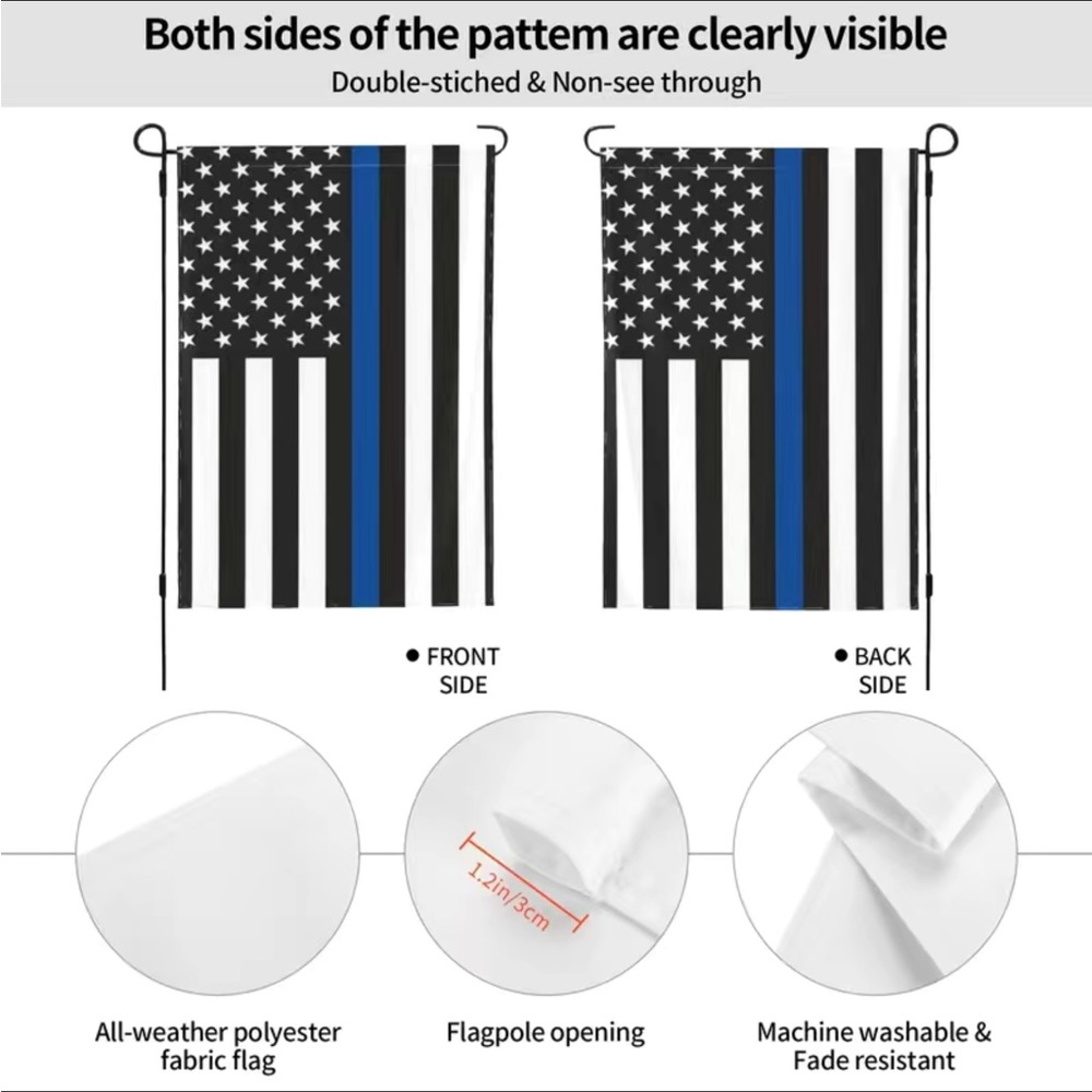 Flag Lawn Garden Flag Thin Blue Line Yard Decor Supports Police Law Enforcement - Picture 5 of 10